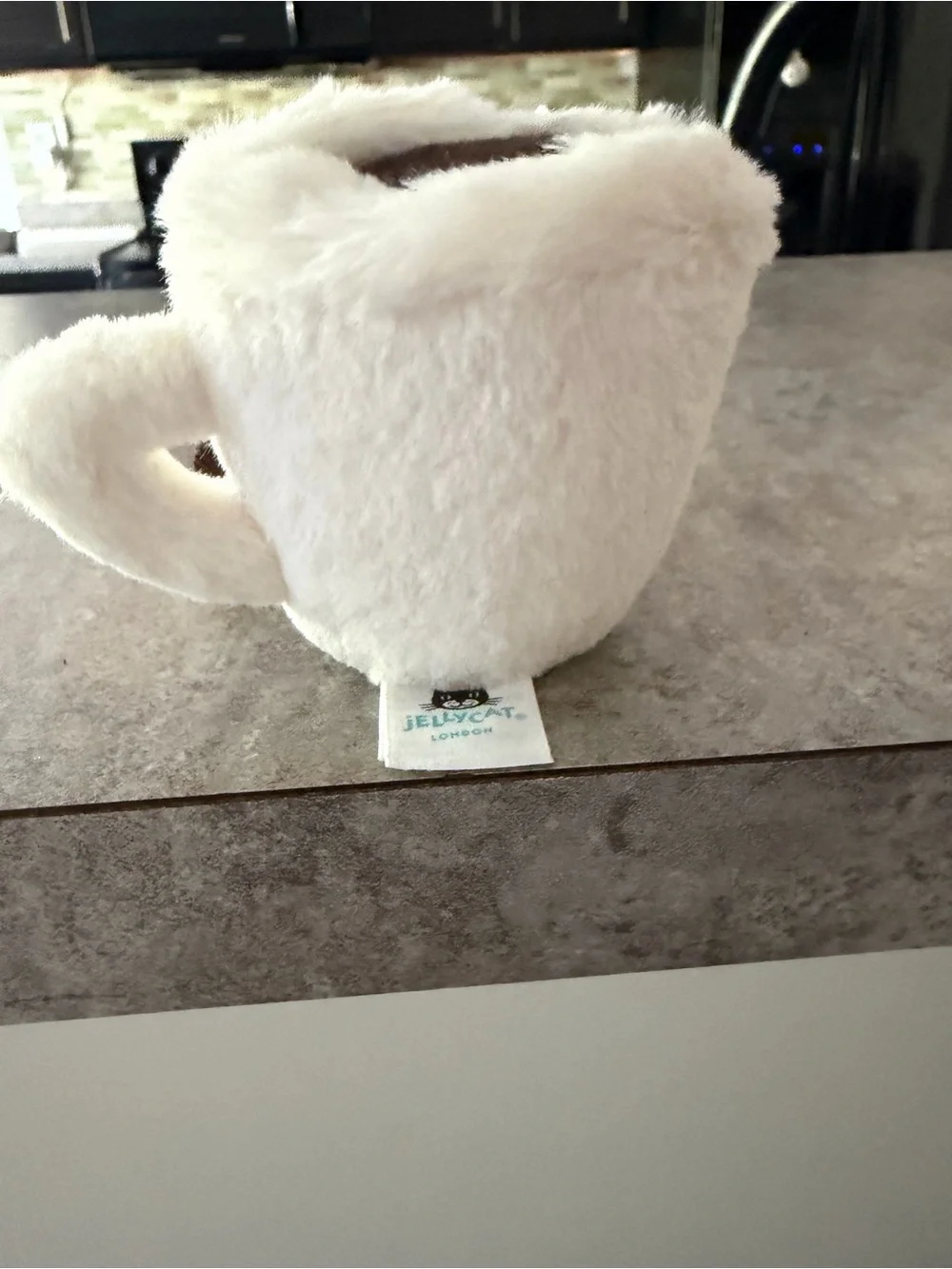 Jellycat Cream Plush Mug Toy with Brown Feet